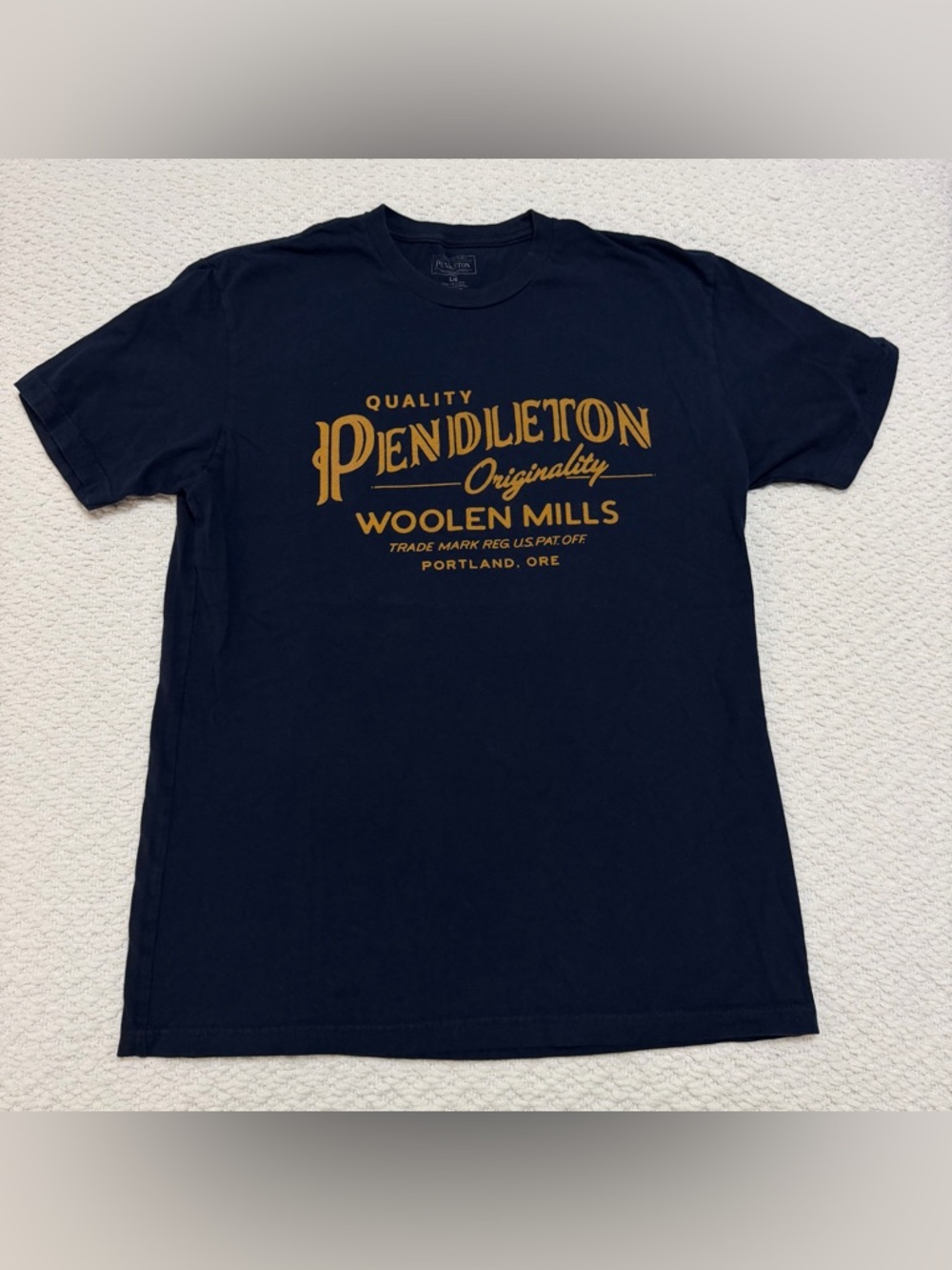 Pendleton Shirt Portland Oregon Woolen Mills Blue Short Sleeve Size Large